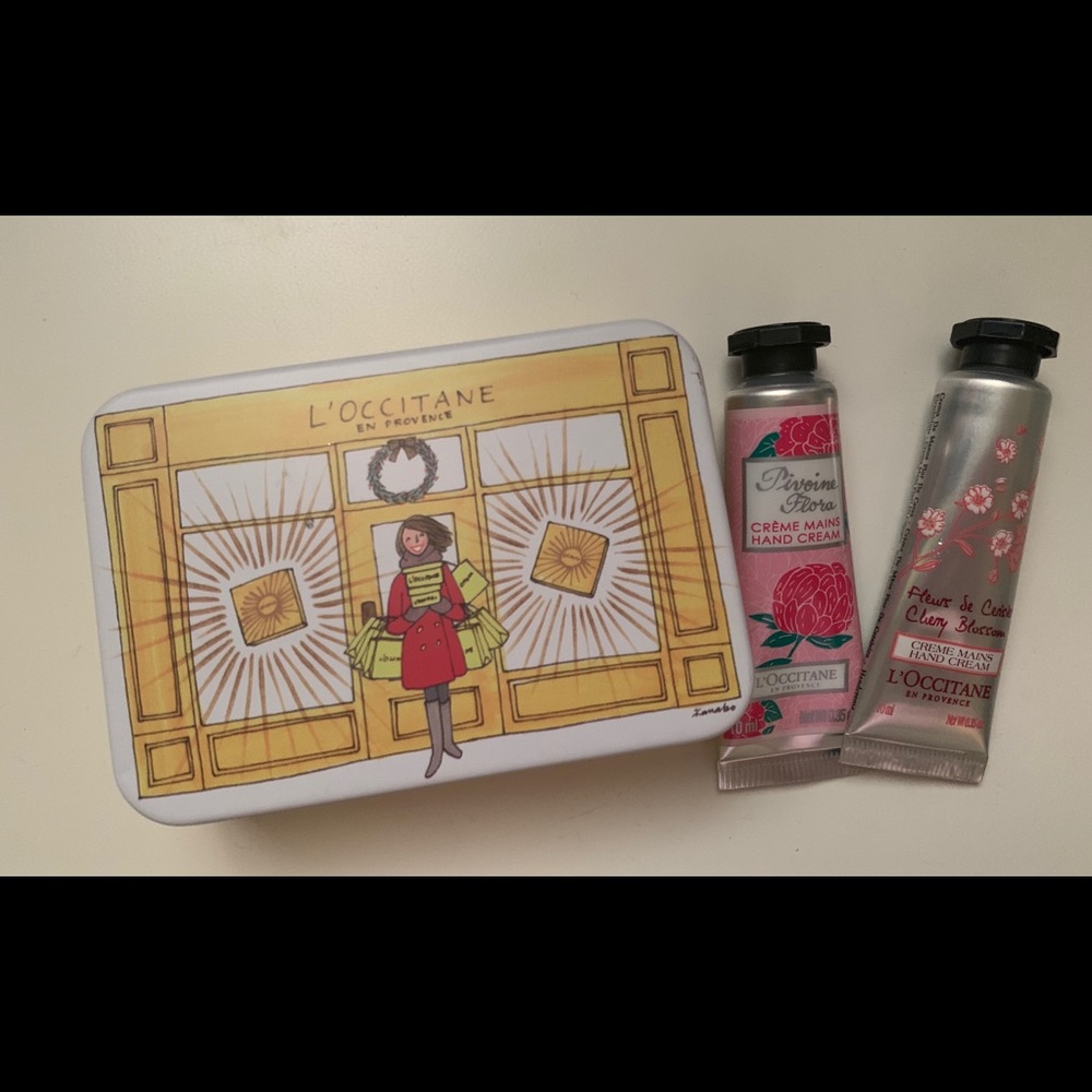 L’occitane mini hand cream set with tin box